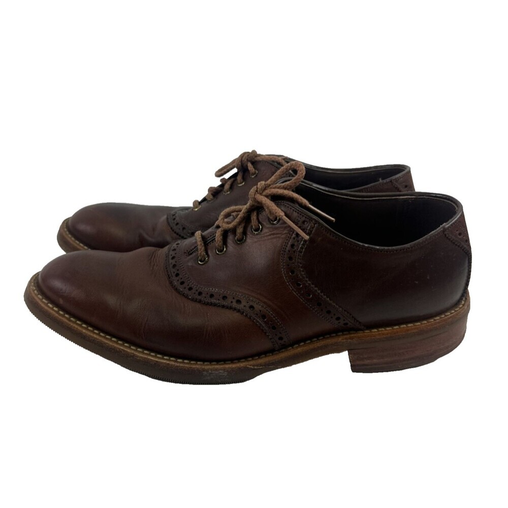 Johnston‎ And Murphy Brogue Brown Leather Oxford Lace Up Vibram USA Mens 8.5 M